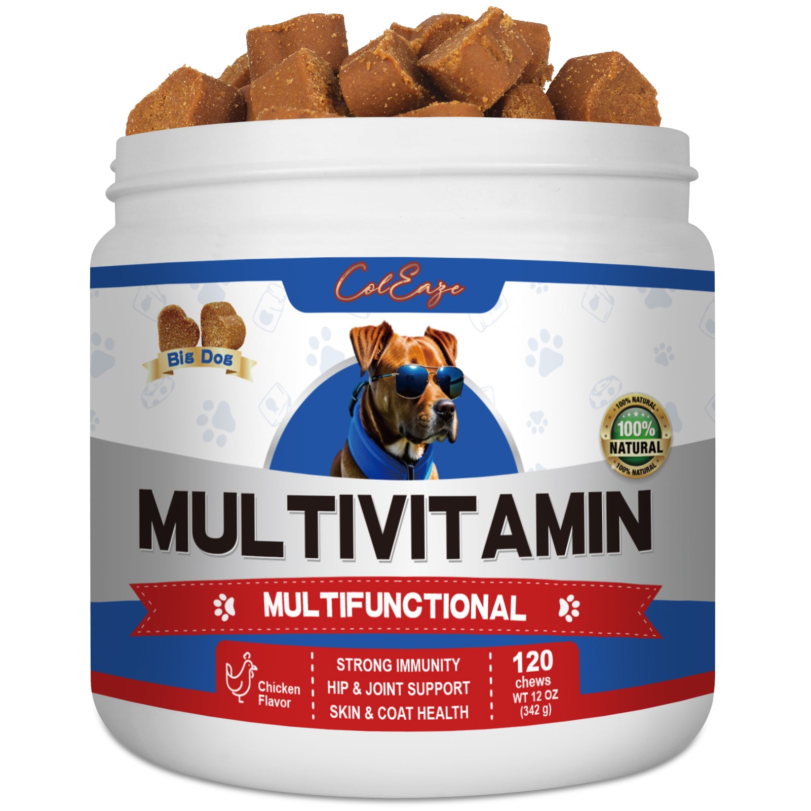 ColEaze Multivitamin Dog Supplement with Glucosamine, Probiotics, Fish Oil - Supports Joint Health, Allergy Relief and Digestive Function