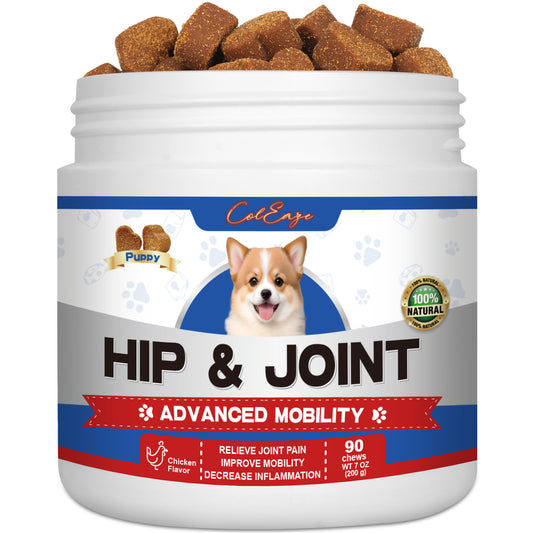 ColEaze Joint Supplement for Dogs, Glucosamine Chondroitin for Dogs Joint Pain Relief,with MSM Reduce Inflammation, Hip & Joint Care - Chicken Flavor - 90 Ct