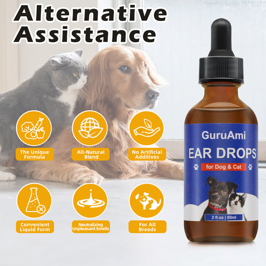 Natural Ear Cleaner for Dogs, Cats, Kitten, Puppy – Gentle Cleansing Ear Wash Solution for Pets – Drying, Ear Cleaning Drops Made in USA - 2 fl oz