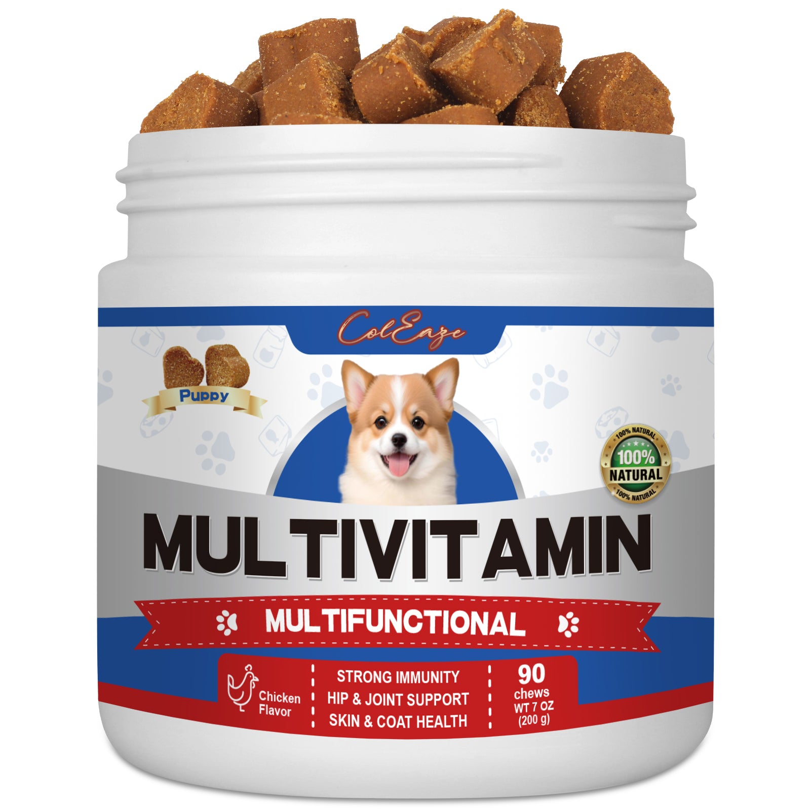 ColEaze Multivitamin Dog Supplement with Glucosamine, Probiotics, Fish Oil - Supports Joint Health, Allergy Relief and Digestive Function